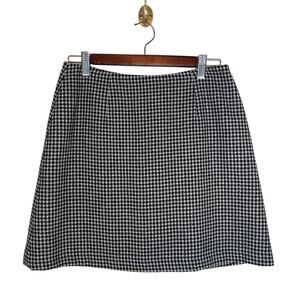 Vintage 90s Express Houndstooth Wool Mini Skirt Preppy Classic Plazacore sz 5/6